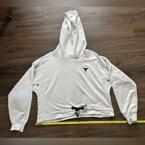 Women’s Size XS Project Rock Under Armour Cream Cropped Hooded Sweatshirt